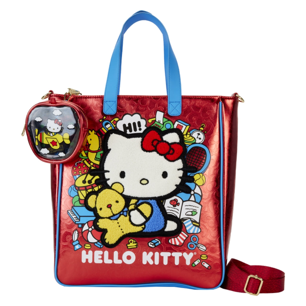 Loungefly Hello Kitty 50週年金屬單肩包 附圓形收納包