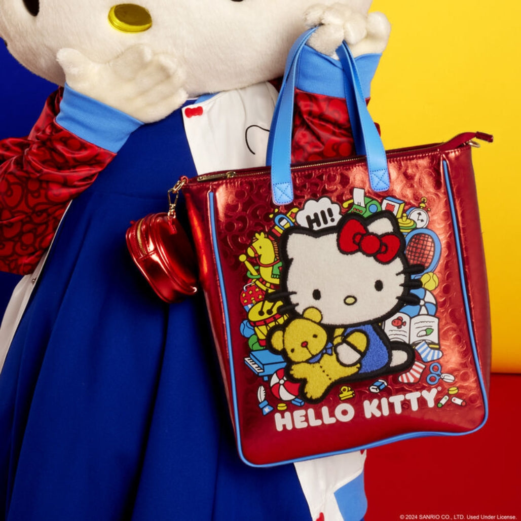 Loungefly Hello Kitty 50週年金屬單肩包 附圓形收納包