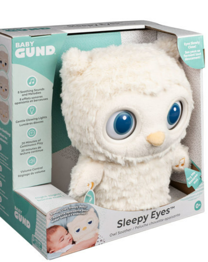 GUND - Owl Soother Soft Toy Interactive Sleepy-Eyed Owl