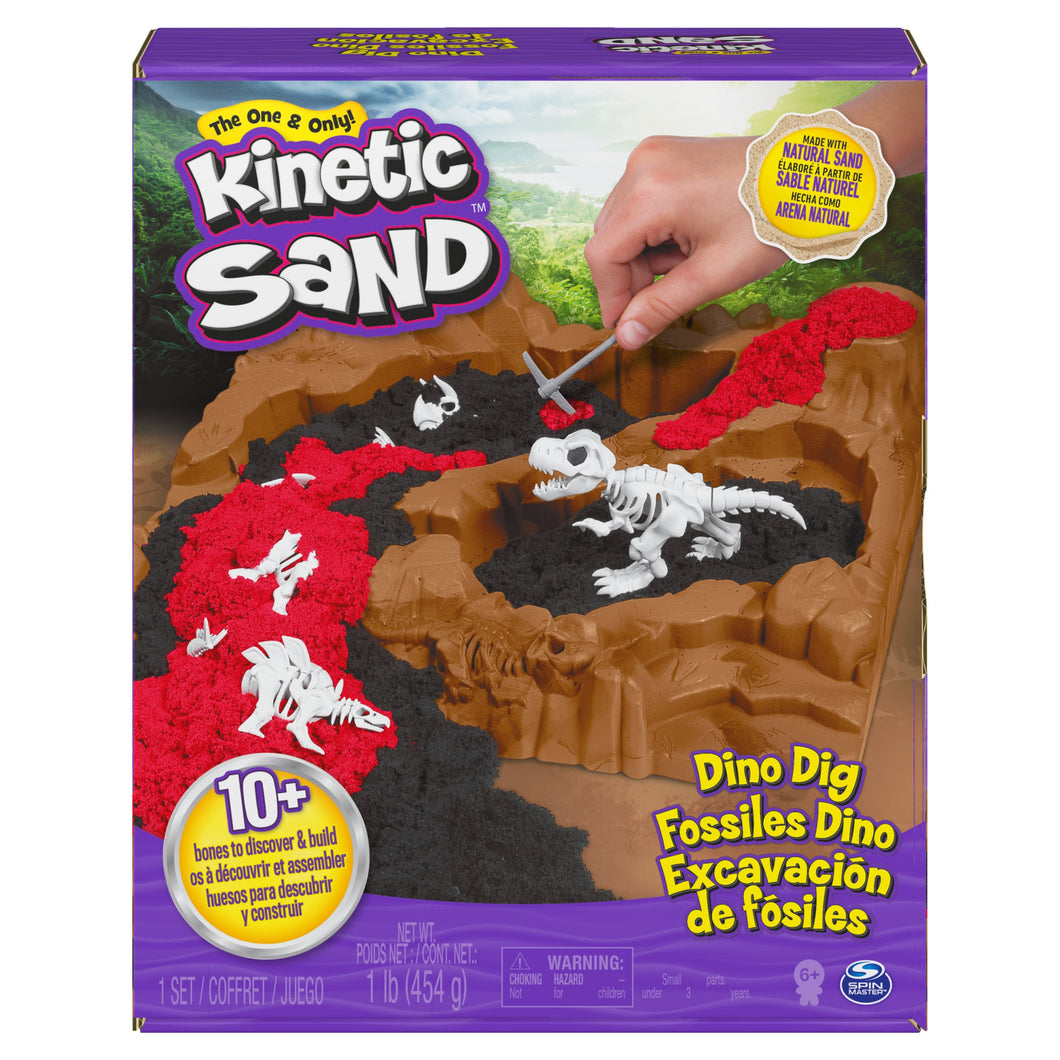 Kinetic Sand Dino Dig Playset with 10 Hidden Dinosaur Bones to Discover